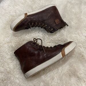 Frye Greene Lace Up Leather Shearling Back Zip Sneakers, Size 7.5 Women's